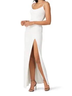 Katie May White Spaghetti-Strap Maxi Dress with High Front Slit
